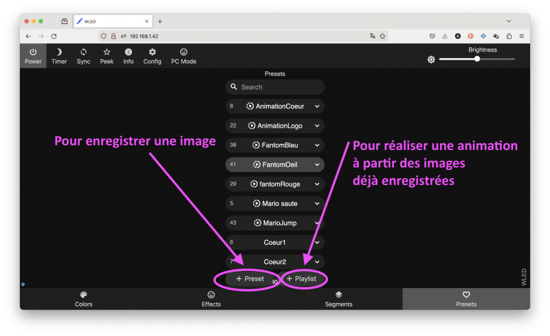 Fichier:CadreALedESP32-PagePixartEnregistrefichierJSON.png