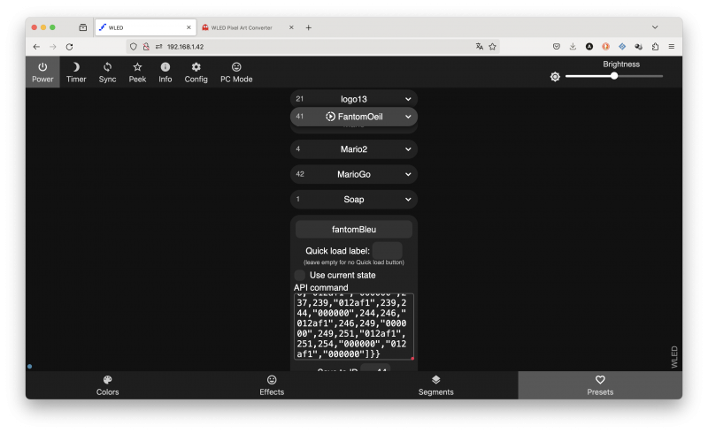 Fichier:CadreALedESP32-PagePixartColleJSON.png